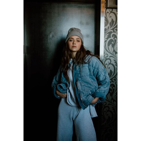 Free People Dolman Quilted Knit Jacket Top Oversized Zip-up Slouchy M NEW 280744 - Picture 2 of 12